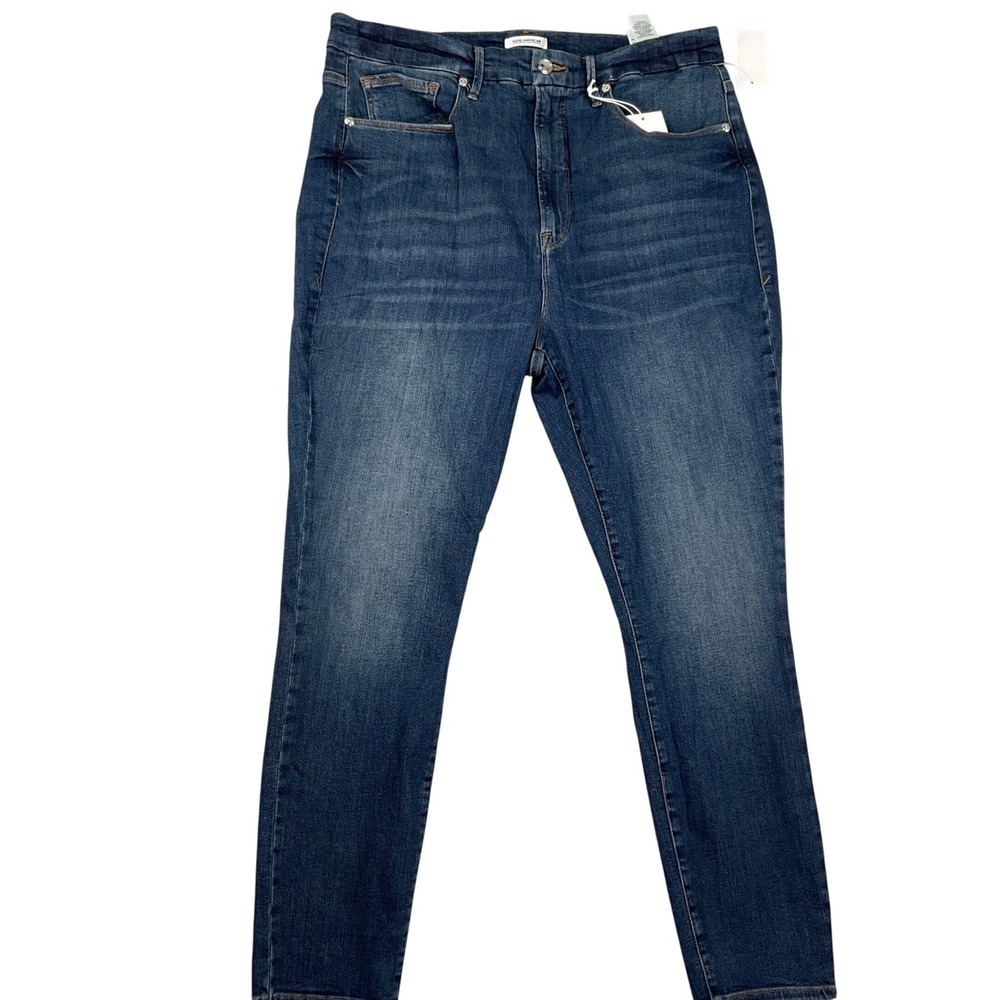 GOOD AMERICAN Jeans Womens 20 Blue GLRH899VT Good Legs Released Hem Straight Leg